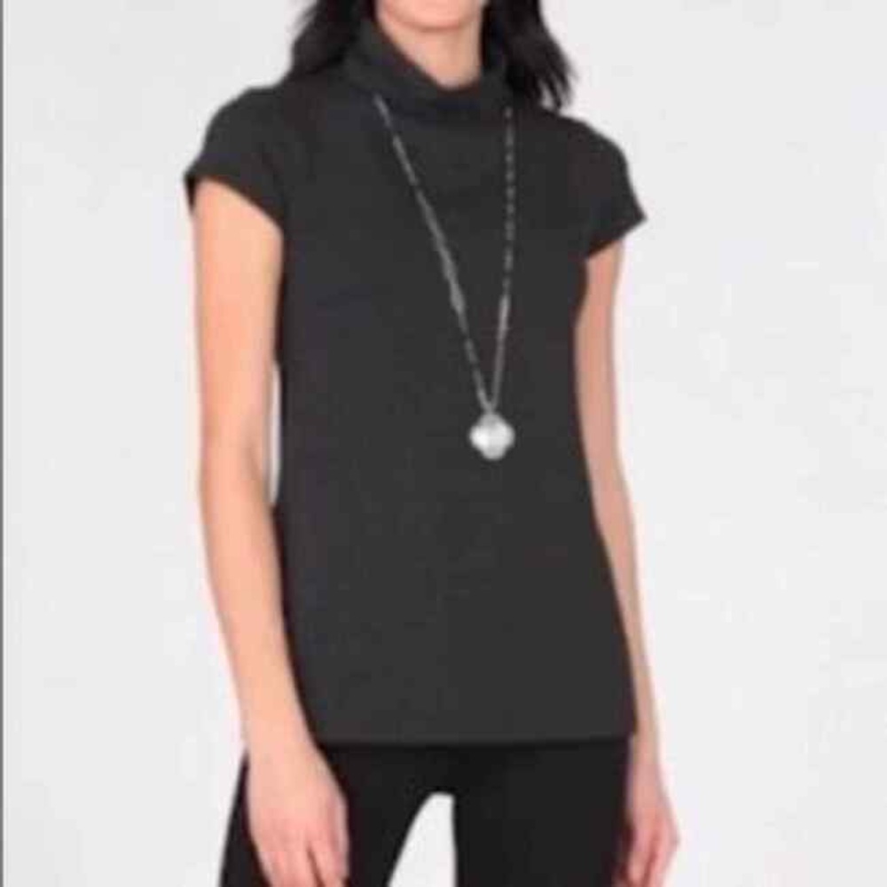 Cabi cap sleeve mock neck top style 3632, charcoal gray, size Large